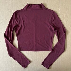 Lululemon All Aligned Mock Neck Long Sleeve Shirt Red Merlot Nulu Fabric Size 8